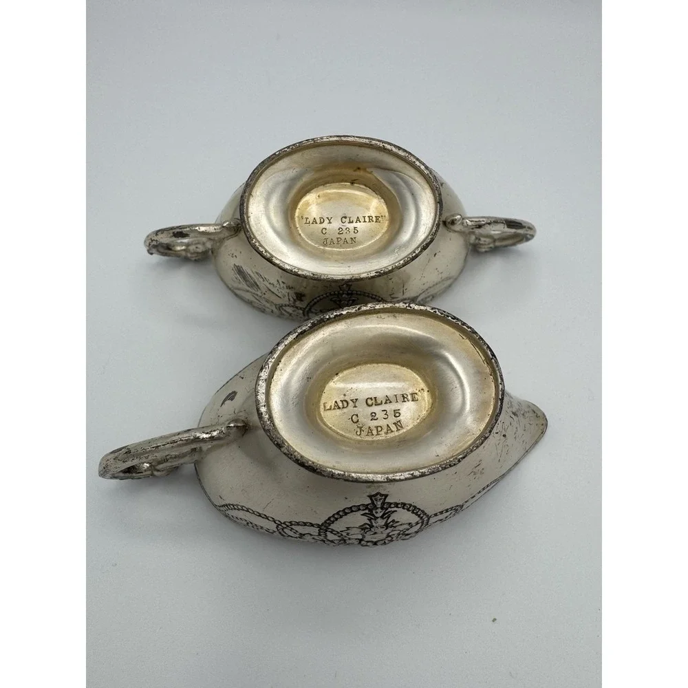 Lady Claire Silver Plated Creamer And Sugar Bowl Set C235 Japan